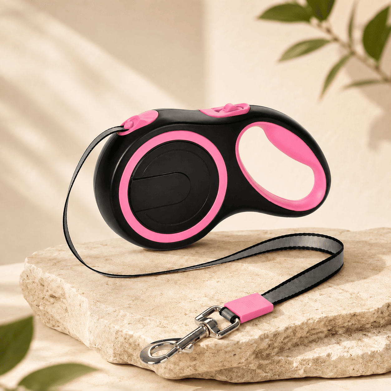 laisse retractable rose