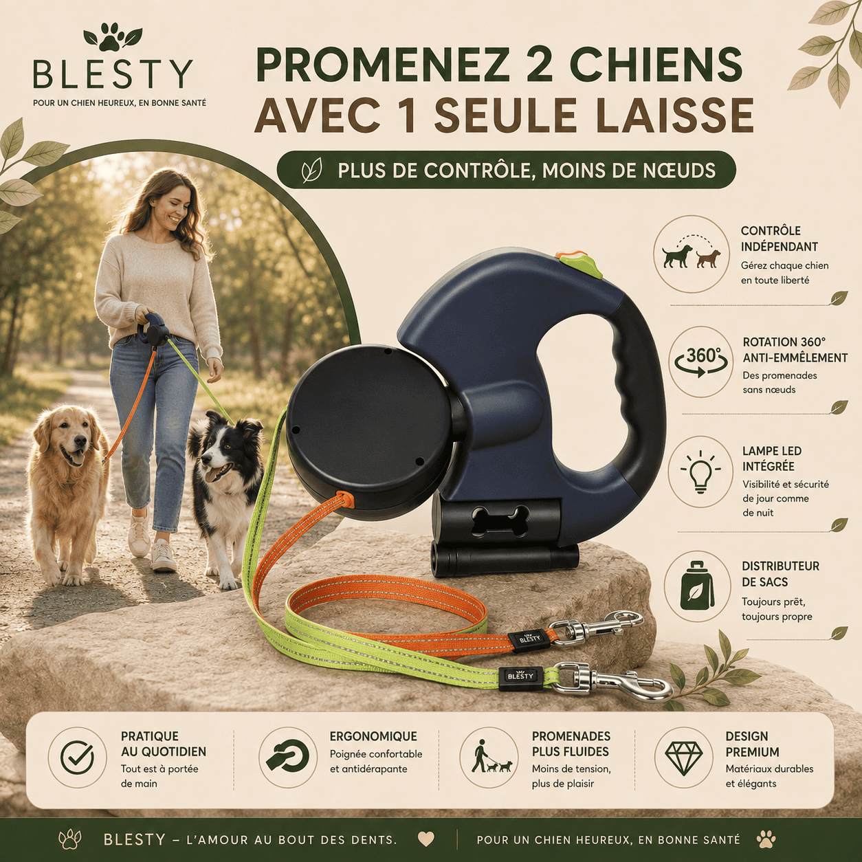 laisse double pour chien